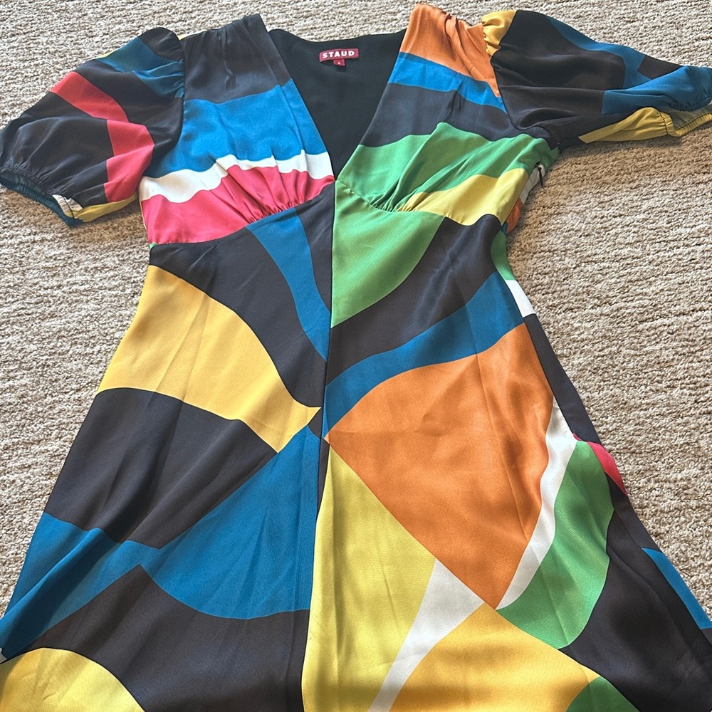 Staud Mini Colorful Geometric Pattern Dress - Picture 2 of 5